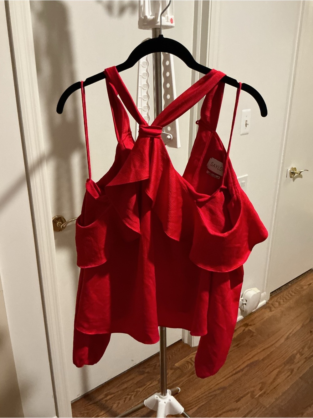 SAYLOR Red Ruffle Halter Camisole